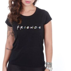 Camiseta Camisa Feminina Babylook Friends Séries Tv Algodão Preto